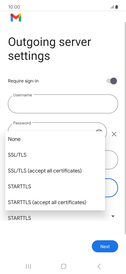 Press SSL/TLS. Press SSL/TLS.
