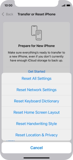 Press Reset All Settings. Press Reset All Settings.