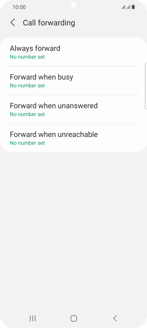 Press the required divert type. Press the required divert type.