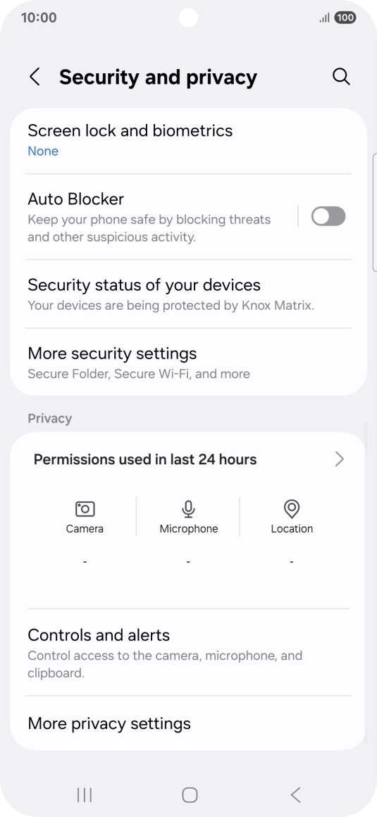 Press More security settings. Press More security settings.