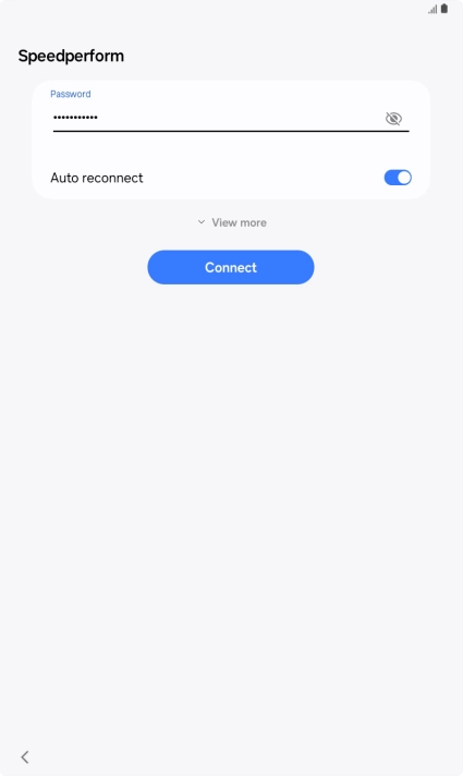 Key in the password for the Wi-Fi network and press Connect. Key in the password for the Wi-Fi network and press Connect.