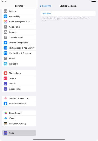 Press Add New... and follow the instructions on the screen to block a contact. Press Add New... and follow the instructions on the screen to block a contact.