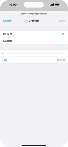 Press Default to select the default greeting. Press Default to select the default greeting.