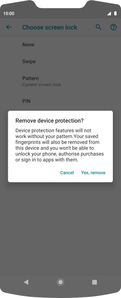 Press Yes, remove. Press Yes, remove.