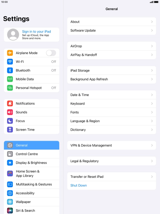Press Sign in to your iPad. Press Sign in to your iPad.