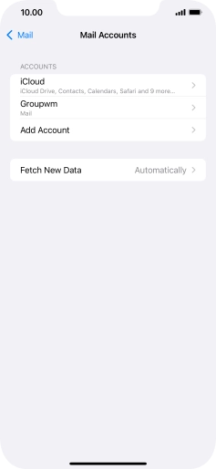 Press the name of the email account you've just set up. Press the name of the email account you've just set up.