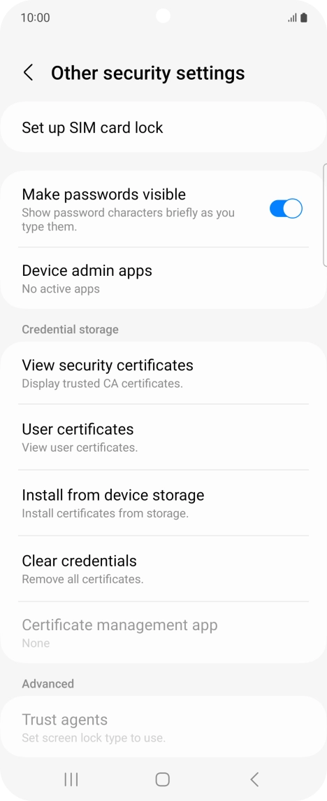 Press Set up SIM card lock. Press Set up SIM card lock.