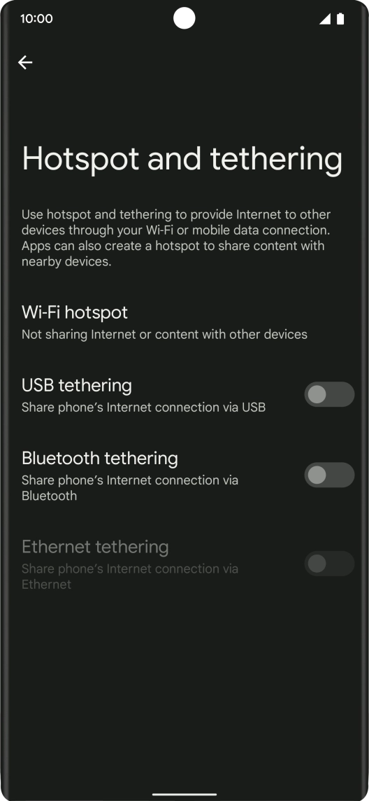 Press Wi-Fi hotspot. Press Wi-Fi hotspot.