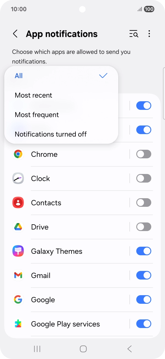 Press the required setting. Press the required setting.