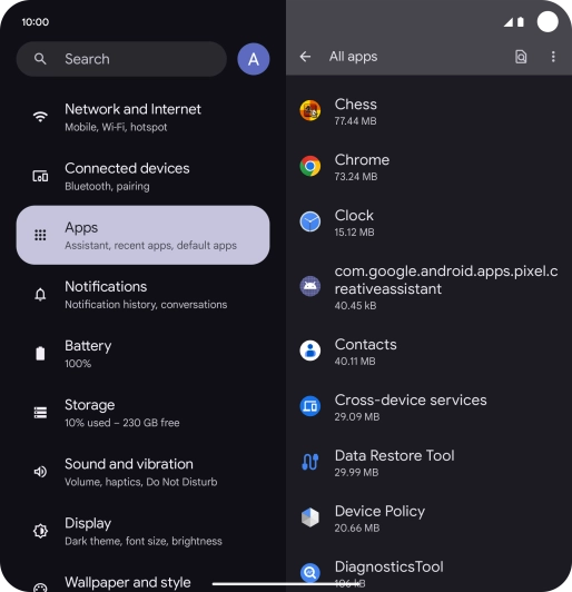 Press the required app. Press the required app.