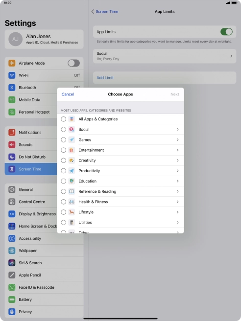 Press the required categories. Press the required categories.