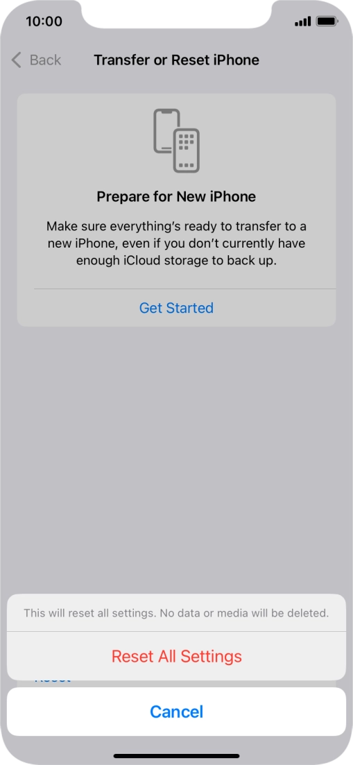 Press Reset All Settings. Press Reset All Settings.