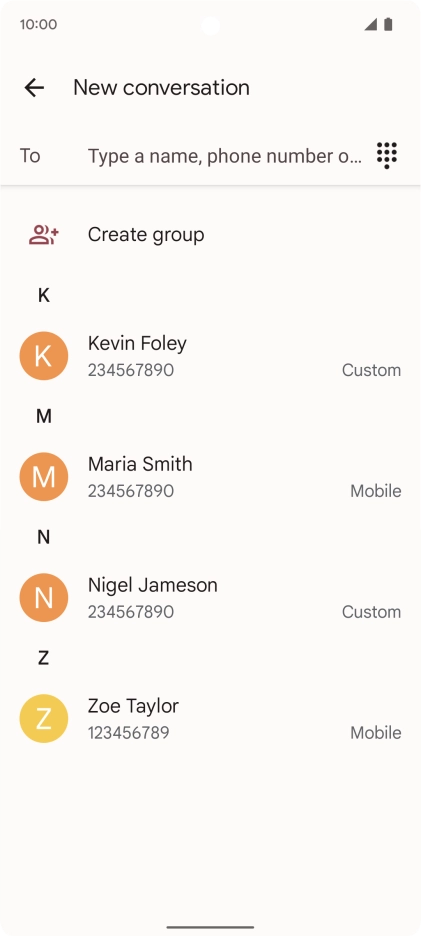 Press To and key in the first letters of the recipient's name. Press To and key in the first letters of the recipient's name.