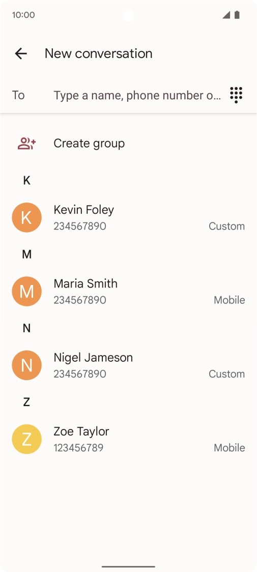 Press To and key in the first letters of the recipient's name. Press To and key in the first letters of the recipient's name.