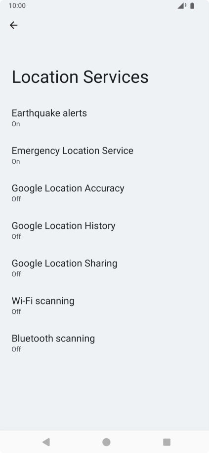 Press Google Location Accuracy. Press Google Location Accuracy.