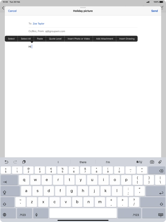 Press Insert Photo or Video and follow the instructions on the screen to attach a picture or a video clip. Press Insert Photo or Video and follow the instructions on the screen to attach a picture or a video clip.