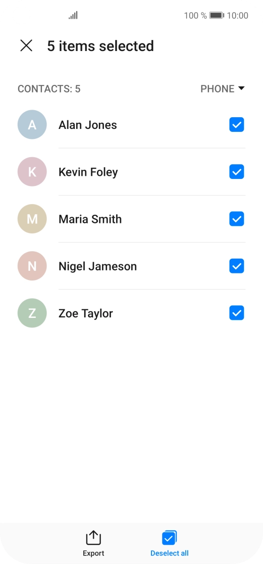 Press Export. Press Export.