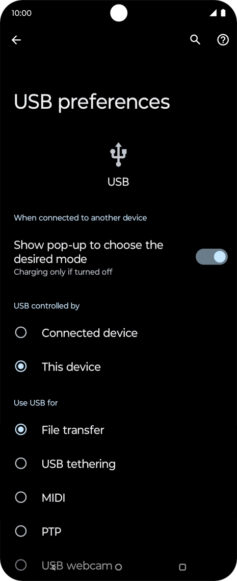 Press File transfer. Press File transfer.