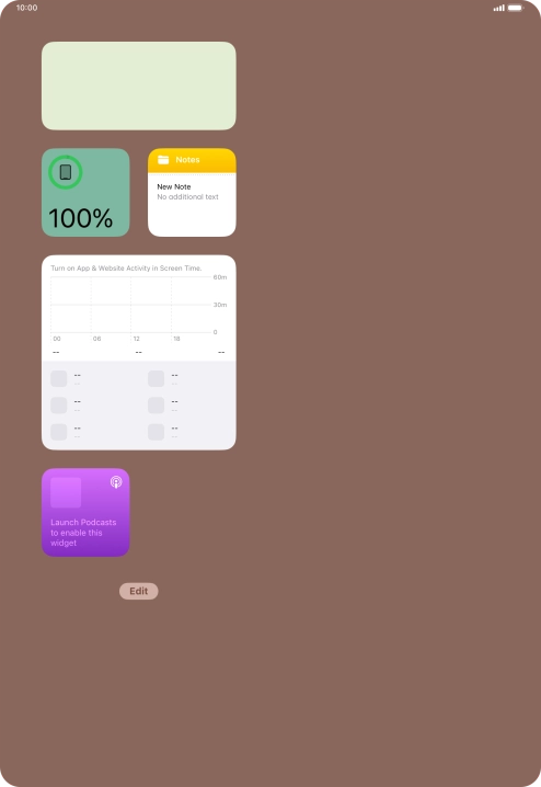 Press and hold the required widget until a pop-up menu is displayed. Press and hold the required widget until a pop-up menu is displayed.
