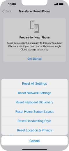 Press Reset All Settings. Press Reset All Settings.