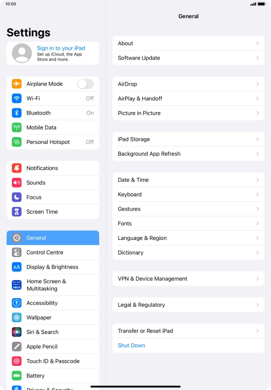 Press Sign in to your iPad. Press Sign in to your iPad.