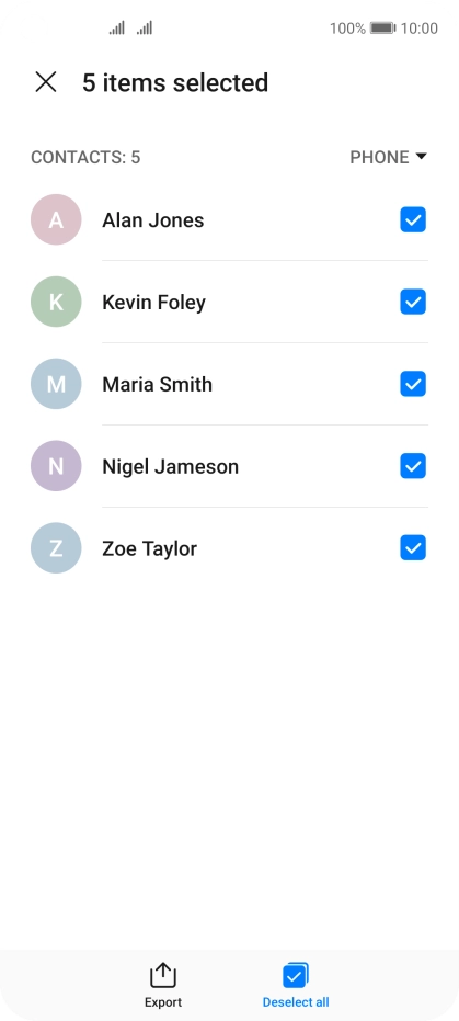 Press Export. Press Export.