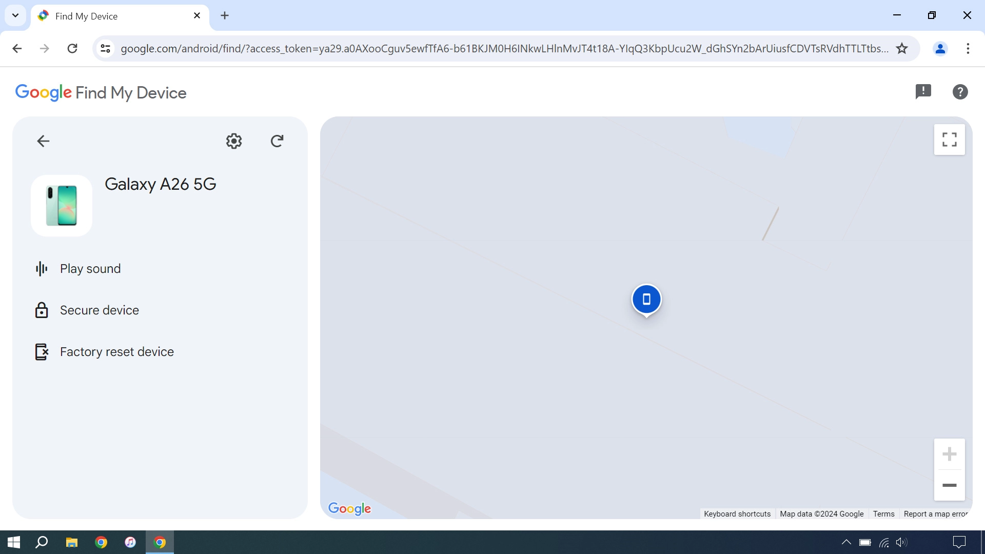 Your phone's latest position is displayed on the map. Your phone's latest position is displayed on the map.
