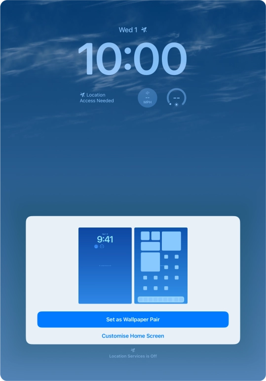 To use the same colour theme on the home screen, press Set as Wallpaper Pair. To use the same colour theme on the home screen, press Set as Wallpaper Pair.
