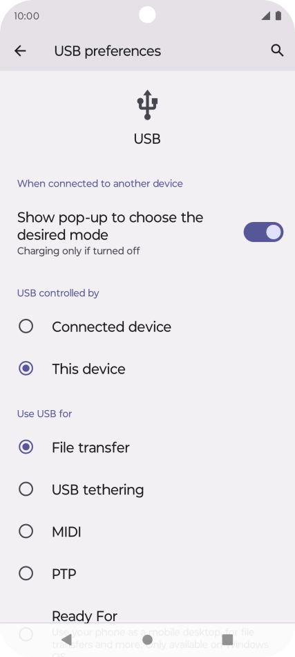 Press File transfer. Press File transfer.