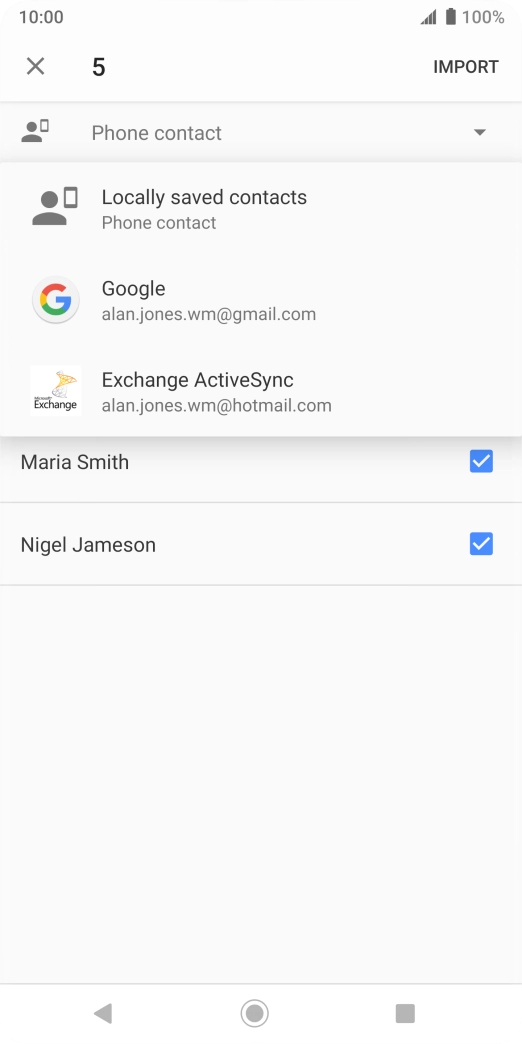 Press Locally saved contacts. Press Locally saved contacts.