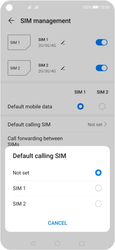 Press the required setting. Press the required setting.