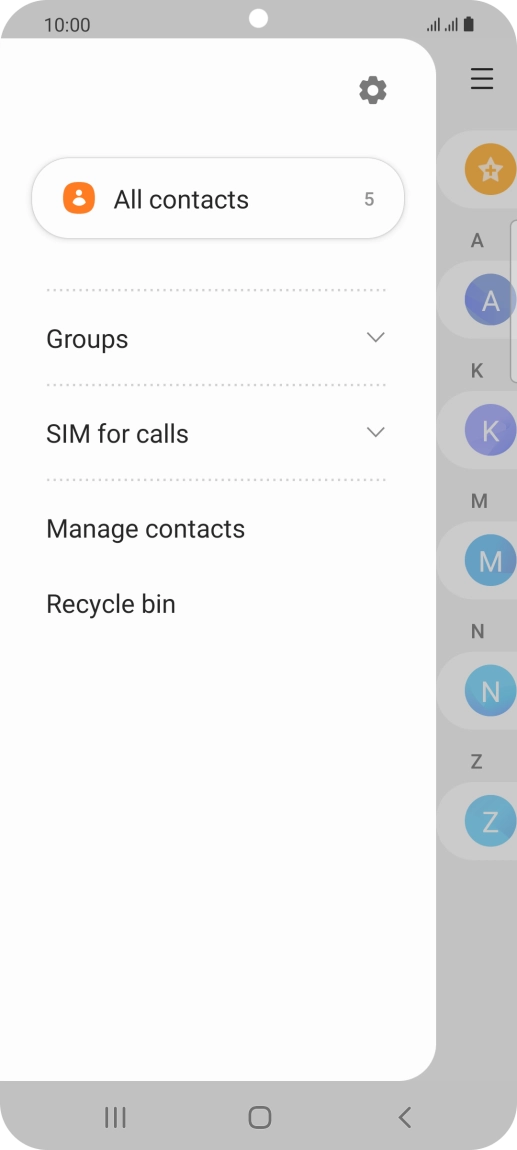 Press Manage contacts. Press Manage contacts.