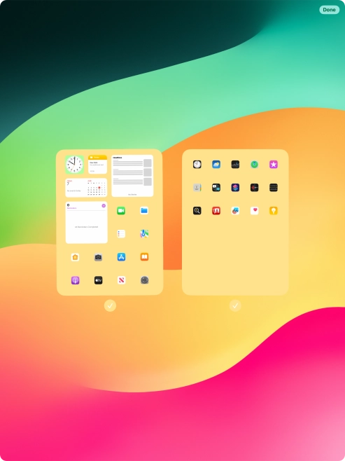 Press the fields below the required home screens to select or deselect them. Press the fields below the required home screens to select or deselect them.