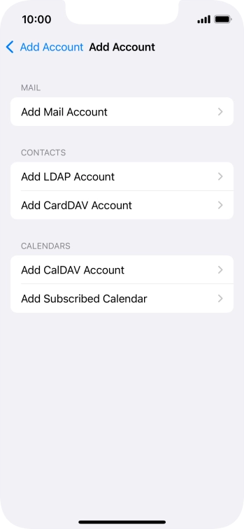 Press Add Mail Account. Press Add Mail Account.