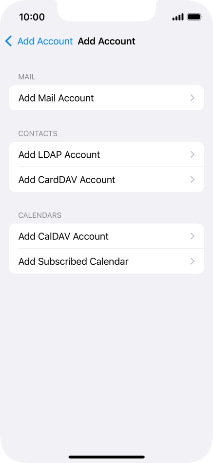 Press Add Mail Account. Press Add Mail Account.