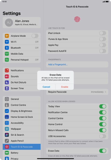 If you turn on the function, press Enable. If you turn on the function, press Enable.