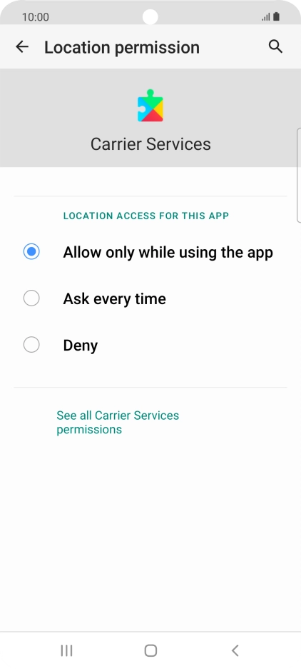 Press the required setting. Press the required setting.