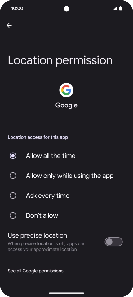 Press the required setting. Press the required setting.