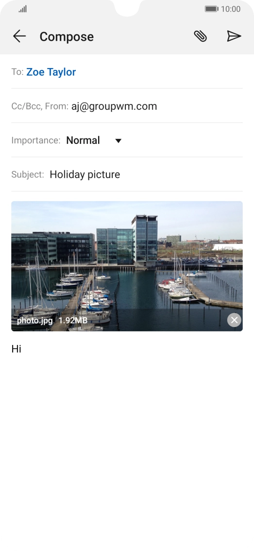 Press the send icon when you've finished your email. Press the send icon when you've finished your email.