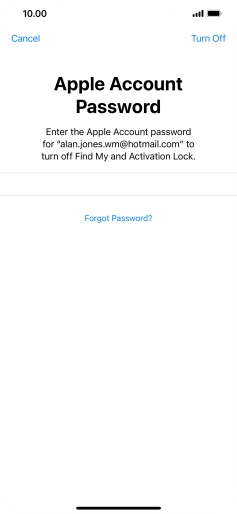 Key in the password for your Apple ID and press Turn Off. Wait a moment while the factory default settings are restored. Follow the instructions on the screen to set up your phone and prepare it for use. Key in the password for your Apple ID and press Turn Off. Wait a moment while the factory default settings are restored. Follow the instructions on the screen to set up your phone and prepare it for use.