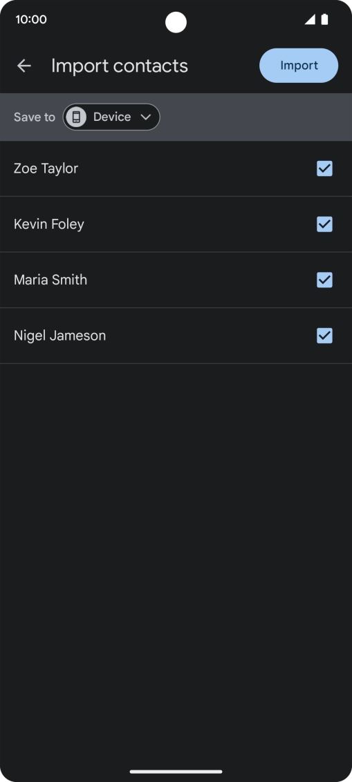 Press the fields next to the required contacts. Press the fields next to the required contacts.