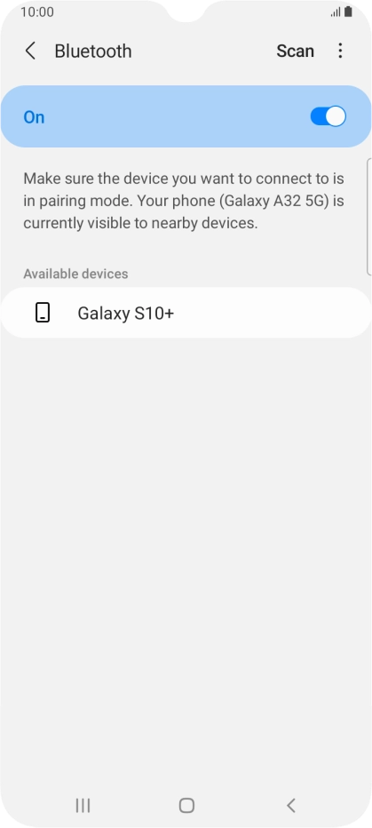 Press the required Bluetooth device and follow the instructions on the screen to pair the device with your phone. Press the required Bluetooth device and follow the instructions on the screen to pair the device with your phone.