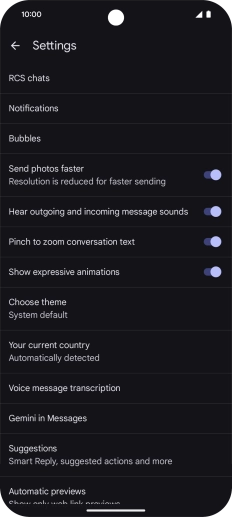 Press Gemini in Messages. Press Gemini in Messages.