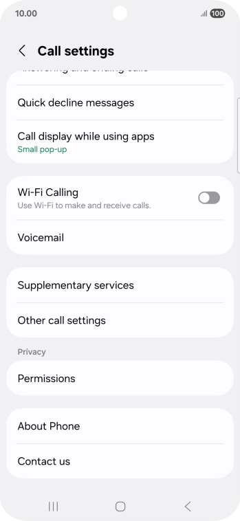 Press Supplementary services. Press Supplementary services.