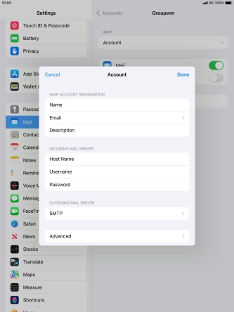 Press SMTP. Press SMTP.