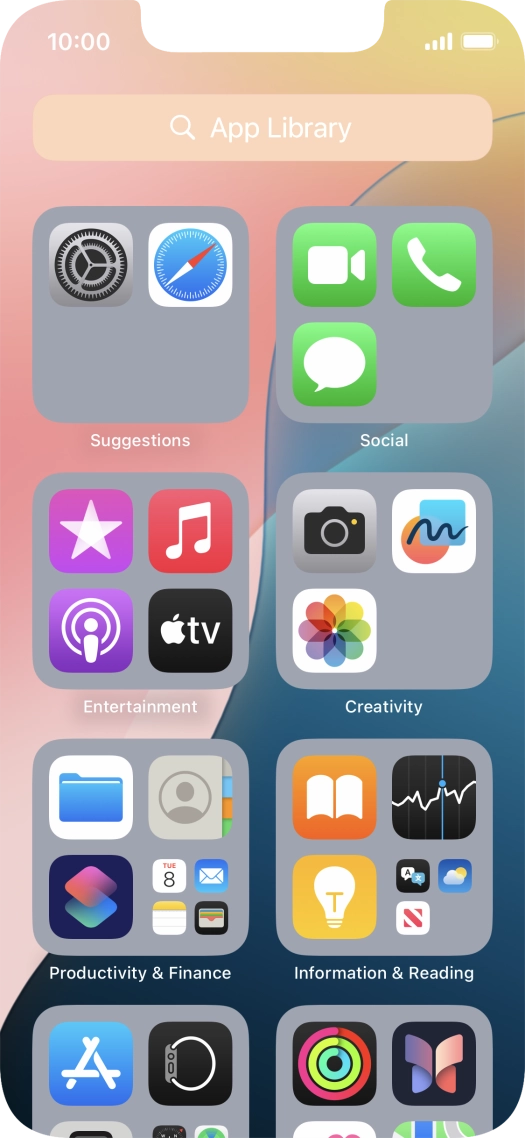 Press the required app. Press the required app.