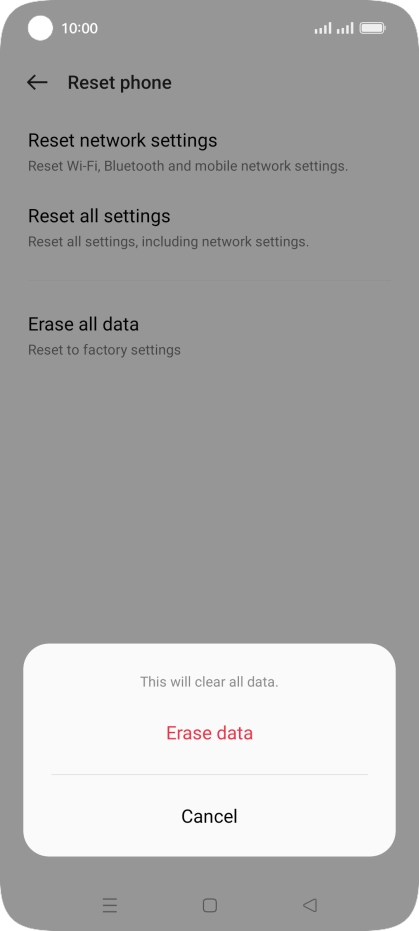 Press Erase data. Press Erase data.