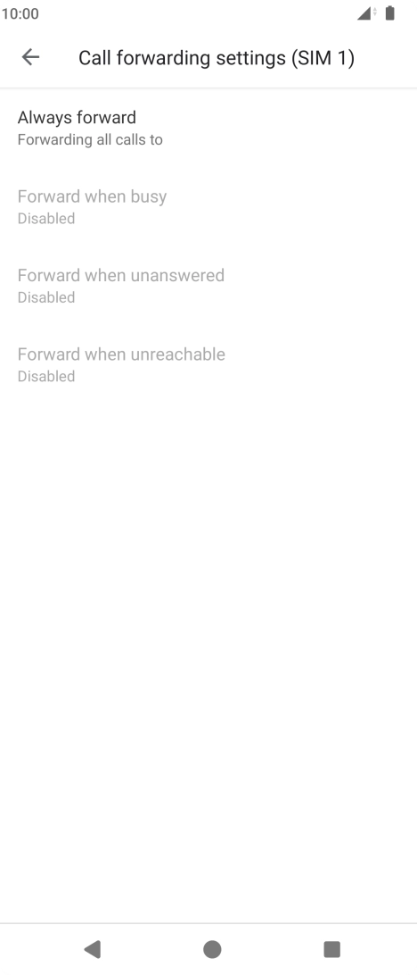 Press the required divert type. Press the required divert type.