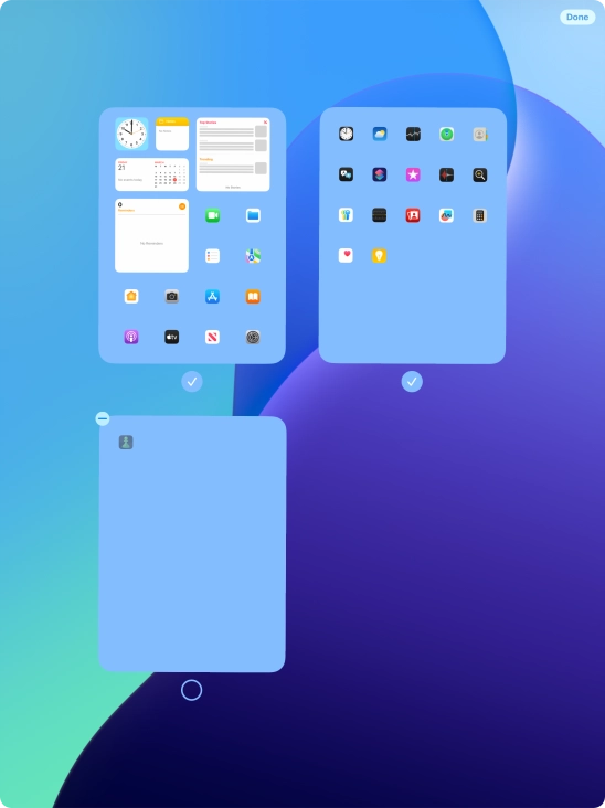 Press the delete icon next to the required home screen page. Press the delete icon next to the required home screen page.