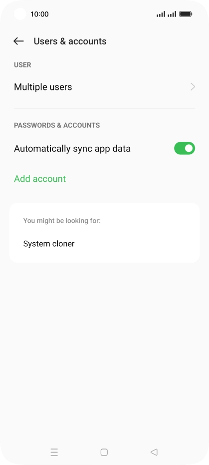 Press Add account. Press Add account.